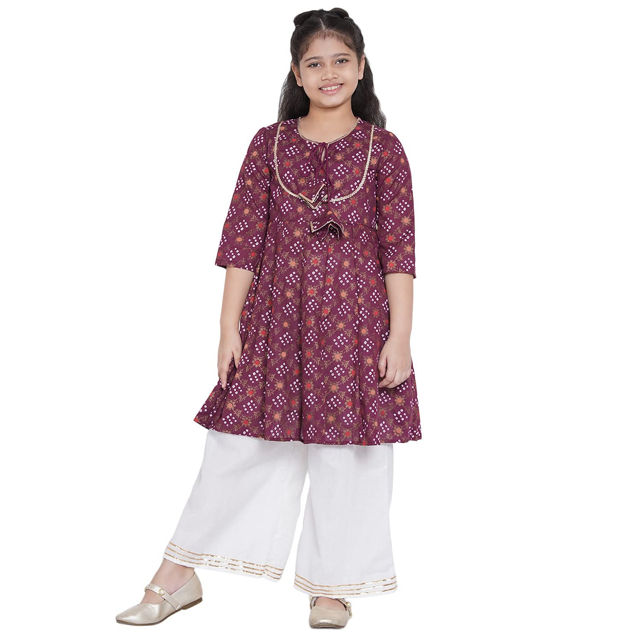 Bitiya By Bhama Girl's  Cotton Blend Kurta & Palazzo
