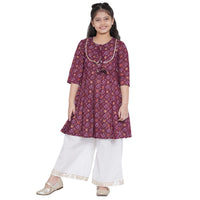 Bitiya By Bhama Girl's  Cotton Blend Kurta & Palazzo