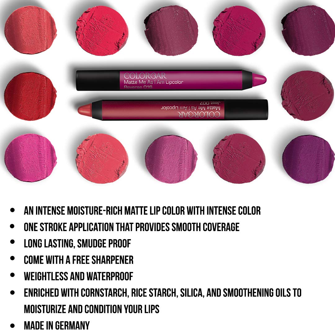 Colorbar Matte me as I am Lipcolor-Jest, Pink, 2 g | Moisturize and condition lips| Long Lasting | Waterproof and Smudge-proof