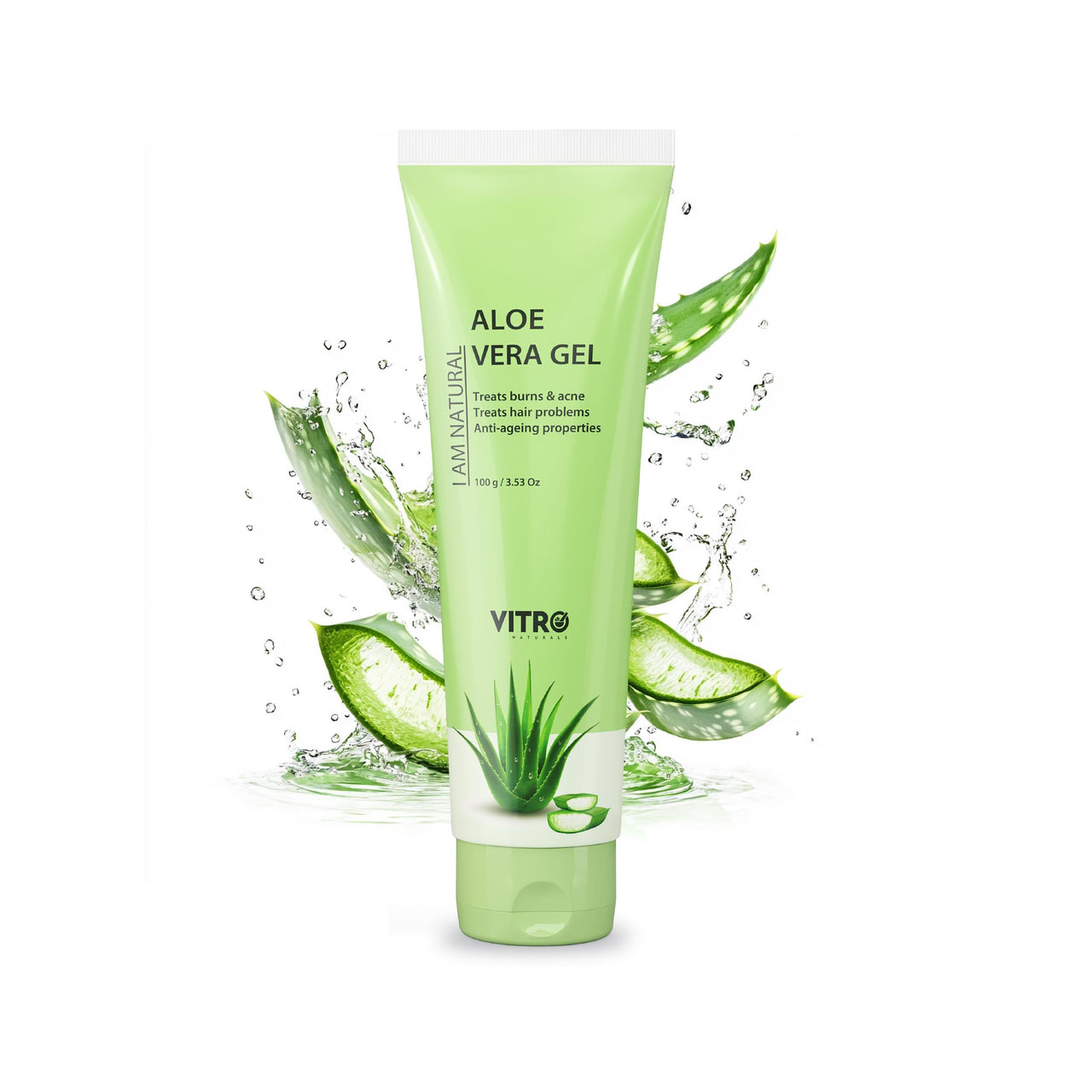Vitro Aloe Vera Gel for Face, Skin and Hair - with Vitamin E, Rosemary Extract, Cucumber Extract and Aloe vera Juice - 100ml