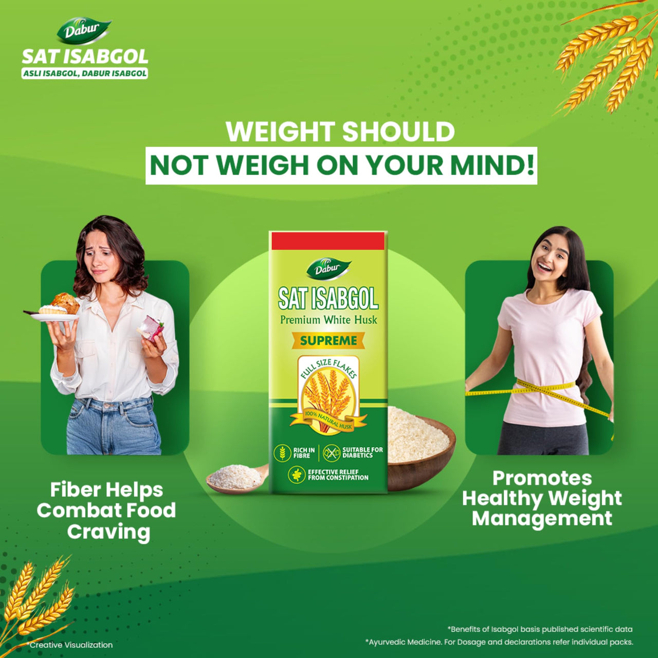 DABUR Sat Isabgol (Psyllium Husk) - 45 grams + Free 15 grams|Rich In Fiber|Effective Relief From Constipation & Bloating|Promotes Bowel Health|Non Habit Forming|100% Ayurvedic,Flake