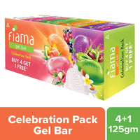 Fiama Gel Bar Celebration Pack With 5 unique Gel Bars & Skin Conditioners For Moisturized Skin, 125g Soap (Buy 4 Get 1 Free) (Pack of 2)