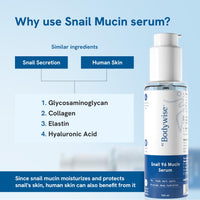 Be Bodywise Snail 96 Mucin 48Hrs Hydration 100ml | Sourced from Coast of Peru | Fights Signs of Aging | D-Panthenol & Aloe Vera |For All Skin types | Non-Comedogenic Formula