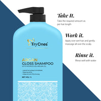 TryOnes Moroccan Argan Oil Shampoo For Frizz Free, Soft Hair. With Argan Oil For Hair. Paraben Free Shampoo for Women & Men_1000 ml