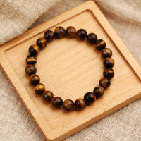 Crystal Vibe 8mm Tiger Eye Bracelet - Elastic Adjustable Crystal Bracelet for Spiritual Healing, Positive Energy – Beaded Bracelet for men women
