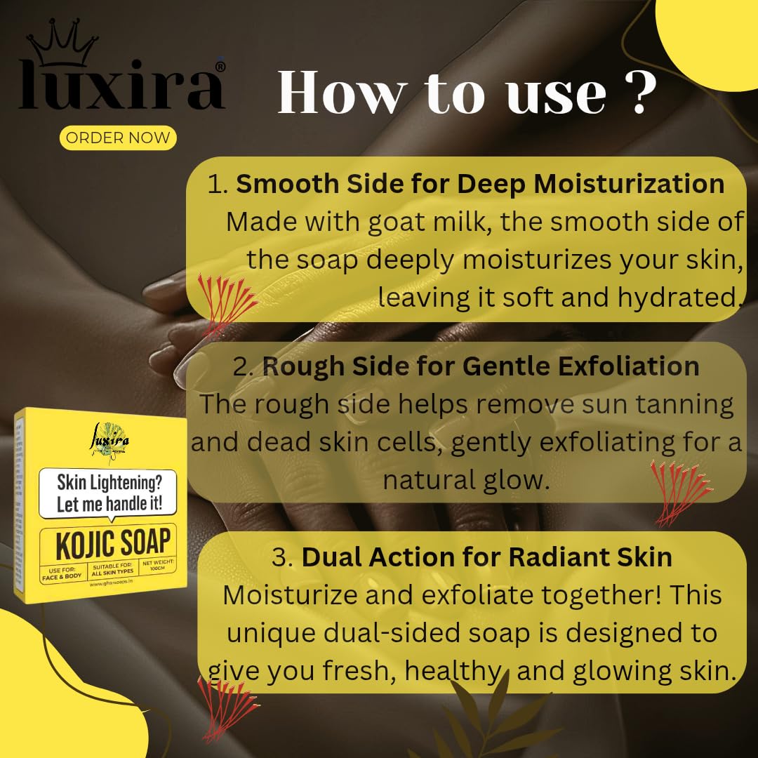 Chandan & Kesar Bath Soap,Pigmentation, Sun damage,Brightening Underarm & Reduces Dark Spot,Kojic Acid Soap,Skin Brightening Soap For Men & Women(1-Magic Soaps & 1 Kojic Soaps)