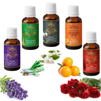 Exotic Aromas Essential Oil - Lavender oil, Lemongrass oil, Jasmine oil, Orange Oil, Rose oil (Pack of 5)