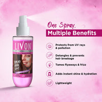 Livon Shake & Spray Serum for on-the-go hair | Provides instant shine, frizz control & damage protection | Spray serum for women & men | With Vitamin E & Argan Oil | 50ml