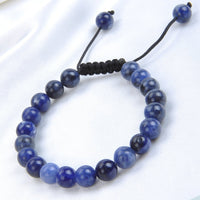 Massive Beads Natural Healing Power Gemstone Crystal Beads Unisex Adjustable Macrame Bracelets 8mm Blue Sodalite