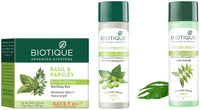 Biotique Soya Protein Intense Repair Shampoo & Conditioner, 190ml & Bio Basil and Parsley Body Revitalizing Body Soap, 225 g (3 x 75 g) & Bio Neem Margosa Anti Dandruff Shampoo and Conditioner, 190ml