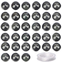 100Pcs Natural Crystal Beads Stone Gemstone Round Loose Energy Healing Beads with Free Crystal Stretch Cord for Jewelry Making (Black Obsidian, 8MM) Black Obsidian