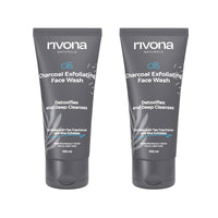 Rivona Naturals Charcoal Face Wash for Men, Anti Pollution and Deep Pore Cleasning with Tea tree and Rice Granules 200ml