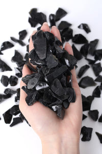 DUQGUHO Black Obsidian Natural Crystal Quartz Bulk Raw Rough Healing Crystal Stones Reiki Crystal Stone Tumbling Cabbing Fountain Rocks Polishing Cutting Gemstone 0.45 lbs 07 Obsidian