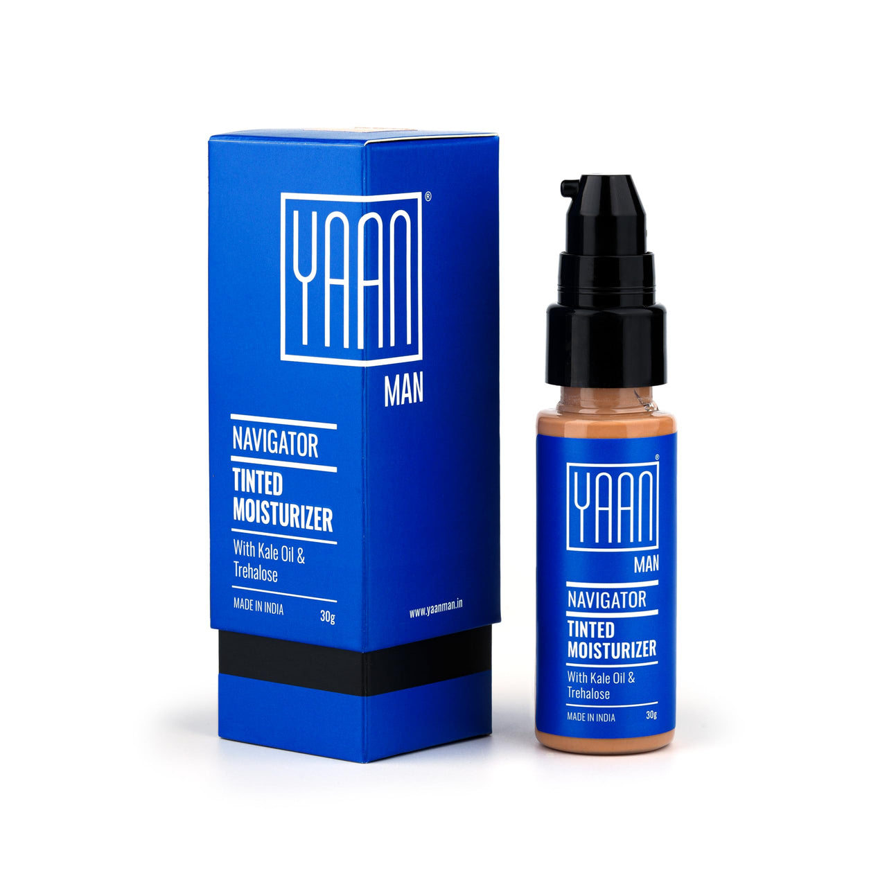 Yaan Man Tinted Moisturizer for Men, 30gm (Dark) | BB Cream | Improves Uneven Skin Tone| Hydrating and Light Weight, Non Sticky Makeup | With Kale Oil & Trehalose
