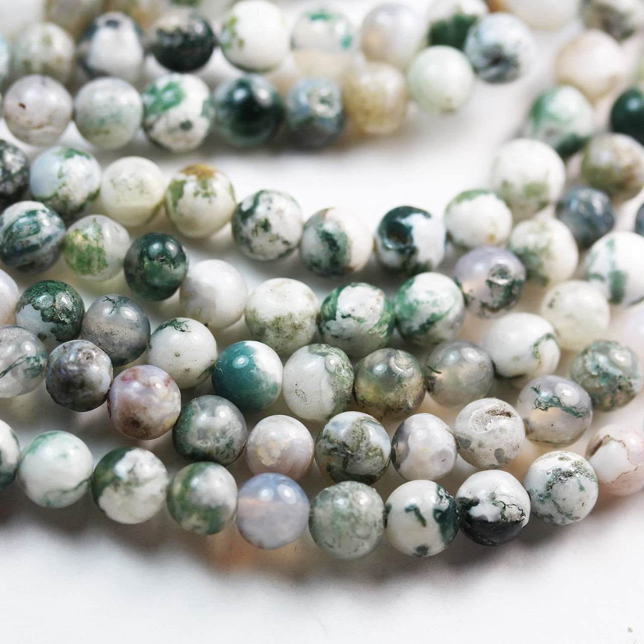 Agate Natural Gemstone Beads for Making Jewellery Energy Healing Crystals Jewelry Chakra Crystal Jewelry Beading Supplies Tree Agate 10mm 15.5inch About 36-40 Beads