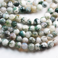 Agate Natural Gemstone Beads for Making Jewellery Energy Healing Crystals Jewelry Chakra Crystal Jewelry Beading Supplies Tree Agate 10mm 15.5inch About 36-40 Beads