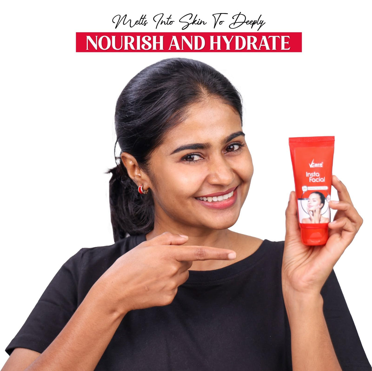 VCare Insta Facial Cream For Face Scrub, Cleanse And Skin Care Mask For Oily And Dry Skin | Instant Glow Brightening Face Pack With Songyi Mushroom And Walnut 50 Gm