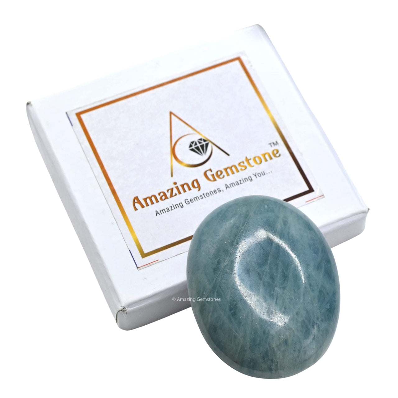 Aquamarine Palm Stone - Massage Worry Stone for Natural Body Chakra Balancing, Reiki Healing and Crystal Grid Aquamarine
