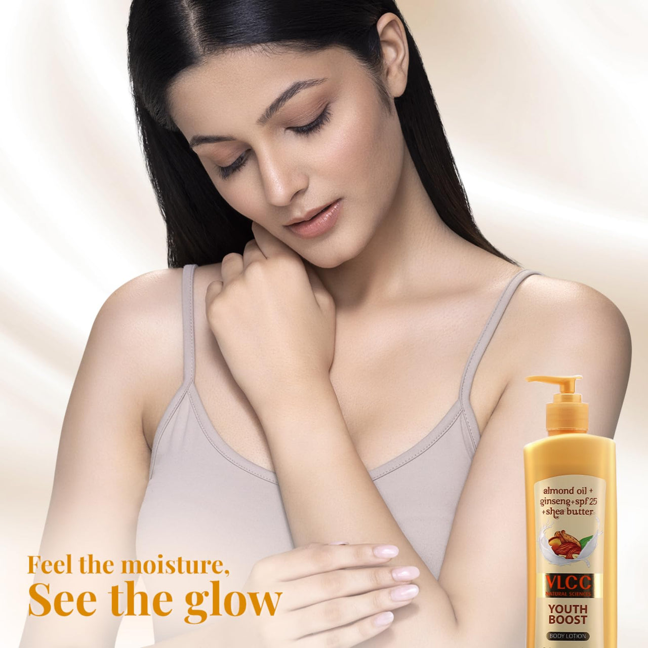 VLCC Youth Boost Body Lotion SPF 25 PA+++ - 400ml | Body Lotion with UV Protection | For Wrinkle Free, Smooth & Soft Skin | Almond Oil, Ginseng & Shea Butter For Radiant Skin | Paraben Free