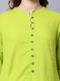 Pistaa's  Women Cotton Printed Cut Regular Kurta