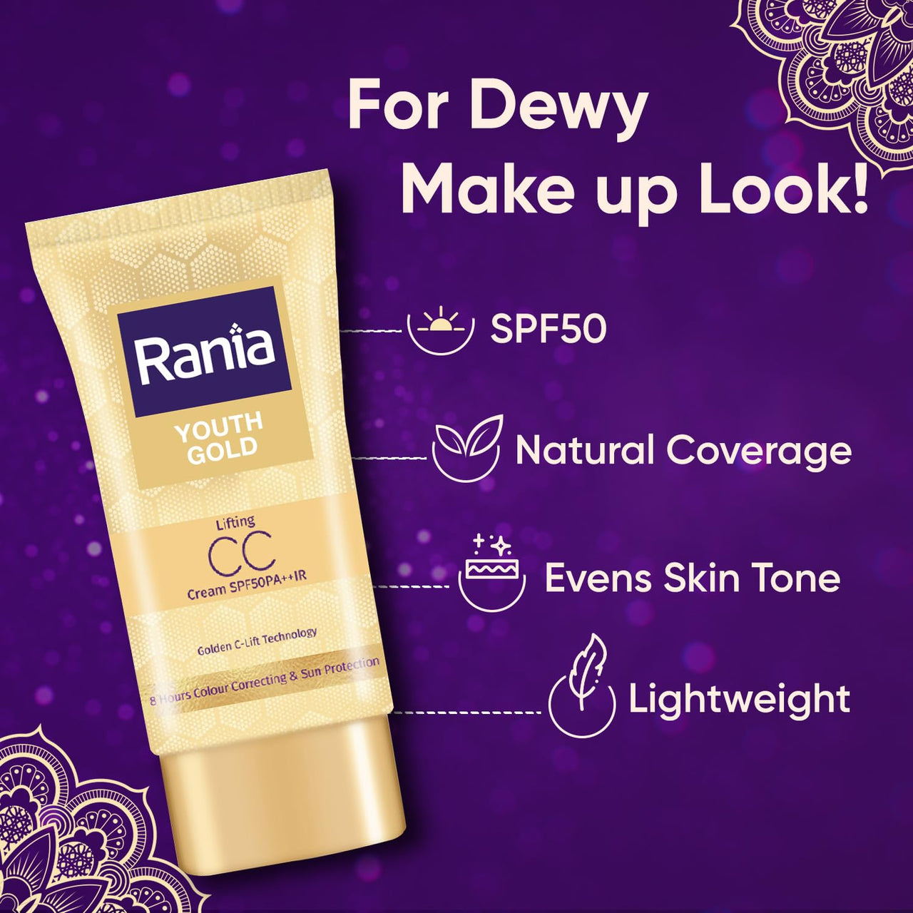 Rania CC Cream SPF50PA++IR with Vitamin C,24K Gold & Rania Night Cream with Vitamin C, 24K Gold, Niacinamide