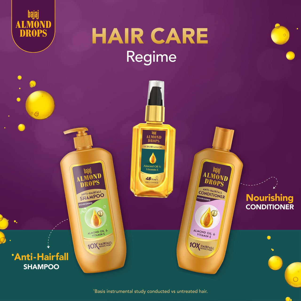 Bajaj Almond Drops Hair Serum 50 ml, Contains Almond Oil and Vitamin E Hair Serum For Dry Frizzy Hair, Nourishing Hair Serum