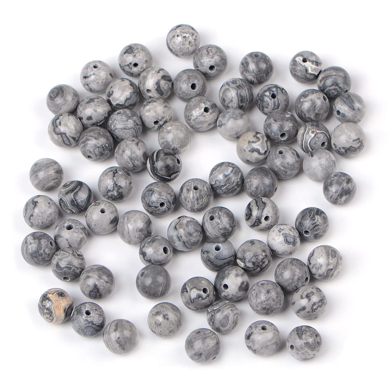 Bymitel 210pcs Natural Crystal Beads Stone Gemstone Round Energy Healing Loose Beads with Stretch Cord for Jewelry Making Bracelets Anklets (Map Jasper, 6mm 210pcs) Map Jasper