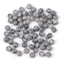 Bymitel 210pcs Natural Crystal Beads Stone Gemstone Round Energy Healing Loose Beads with Stretch Cord for Jewelry Making Bracelets Anklets (Map Jasper, 6mm 210pcs) Map Jasper