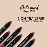 Seven Seas Matte Mood Non Transfer Crayon Lip Color With Sharpner | Matte Finish | Long Lasting Crayon Lip Color for Women (Choco Mud)