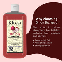 Khadi Natural Herbal Onion Shampoo For Hair Growth 1000ml | Anti Dandruff Hair Fall Control Shampoo With Amla, Aloevera & Vitamin E Natural Extract | Strengthen & Nourished Hair Paraben & Sulphate Free 1Litre Pack