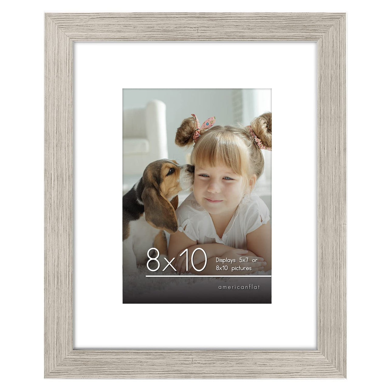 Americanflat 8x10 Picture Frame in Driftwood - Use as 5x7 Picture Frame with Mat or 8x10 Frame Without Mat - Engineered Wood Photo Frame with Shatter-Resistant Glass and Easel for Wall and Tabletop
