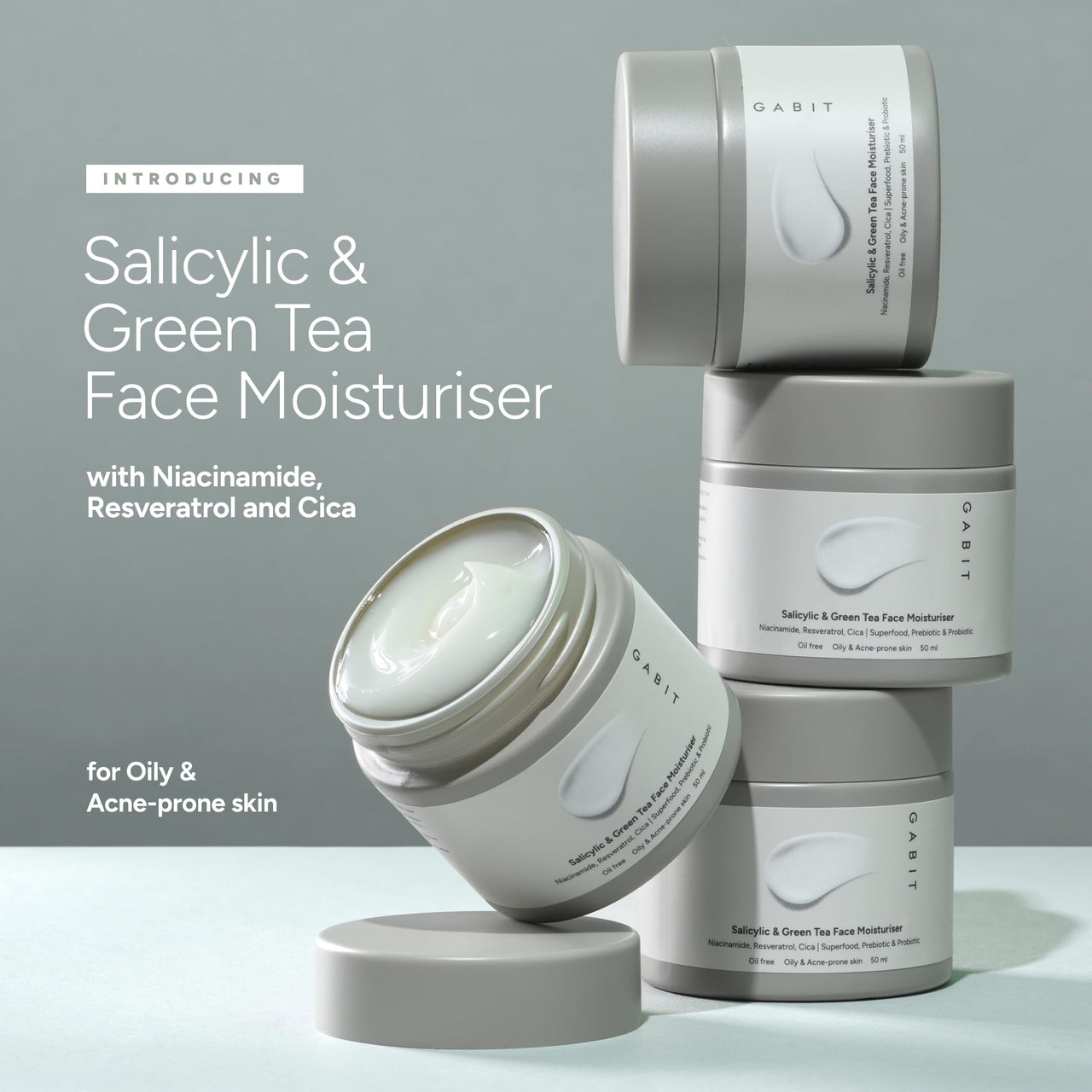 Gabit Oily Skin Essentials Kit for Oily & Acne Prone Skin | Salicylic Acid Face Wash, Salicylic & Green Tea Face Moisturizer | Reduces Breakouts, Open pores, Blackheads, Whiteheads| Women & Men, 150ml