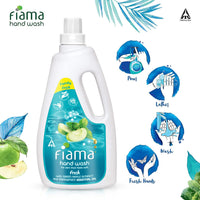 Fiama Fresh Hand Wash, 1000 ml Family Pack, with Green Apple Extracts and Peppermint Essential Oil, Soft and Supple Hands, Fragrant Handwash
