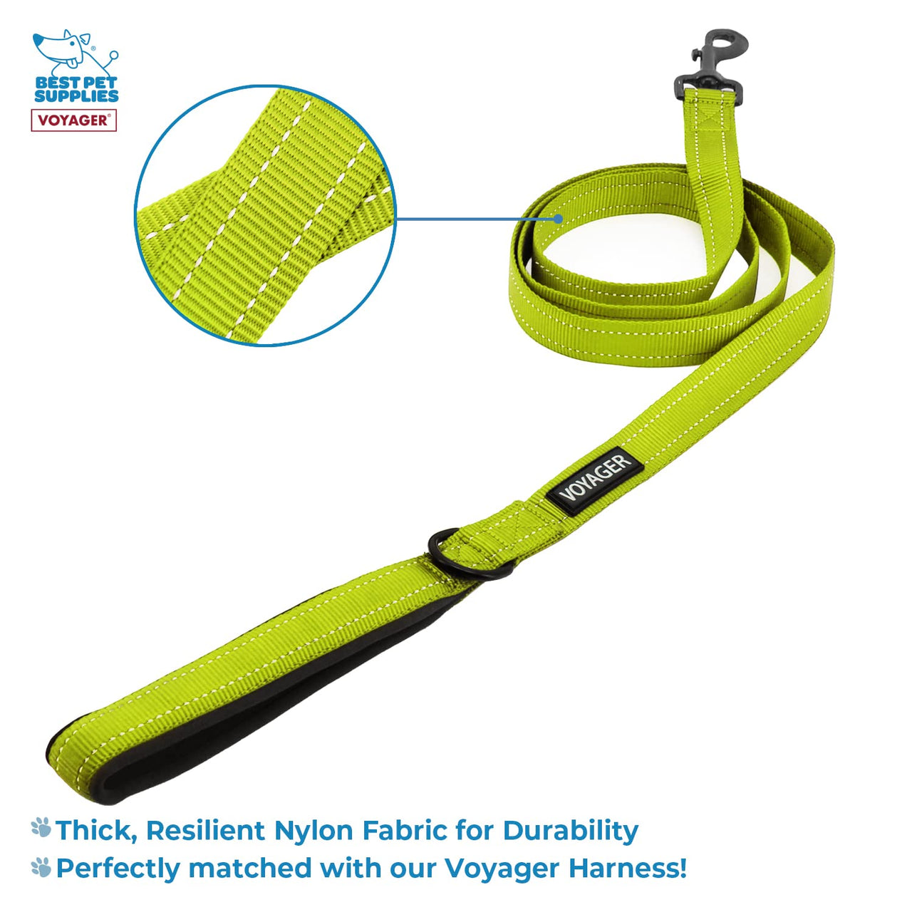 Voyager Step-in Lock Dog Harness w Reflective Dog Leash Combo Set with Neoprene Handle 5ft - Supports Small, Medium and Large Breed Puppies/Cats by Best Pet Supplies - Lime Green, XS Harness Leash Set (Lime Green) XS (Chest: 13 - 16" * Fit Cats)