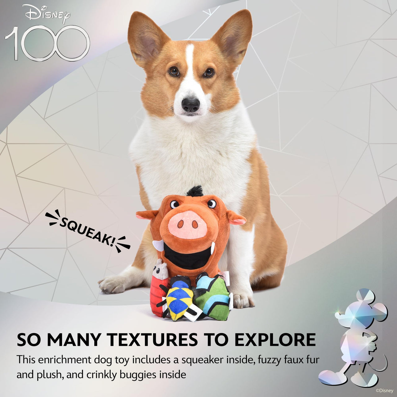 Pumbaa Burrow Dog Toy with Mini Removable Plushes 9in | Disney Dog Toys | Plush Toy for Dogs Inspired by Pumbaa from The Lion King with Crinkle Pumbaa & Bugs Plush Burrow 9 Inch