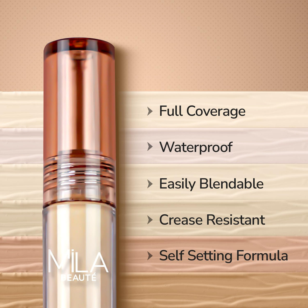 Mila Beauté Built to Cover Liquid Concealer for Women With Spf & Hyaluronic Acid| Full Coverage Matte Finish Concealer for Dark Circles | Easily Blendable & Waterproof Formula| Suitable for Indian Skin Tones - 105P True Maple