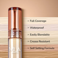 Mila Beauté Built to Cover Liquid Concealer for Women With Spf & Hyaluronic Acid| Full Coverage Matte Finish Concealer for Dark Circles | Easily Blendable & Waterproof Formula| Suitable for Indian Skin Tones - 105P True Maple