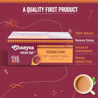 Chaayos Instant Tea Premix-Kesar-Regular Sugar (15 Sachets)|100% Natural Saffron|Kesar Chai|Masala Chai|Assam Tea|Desi Chai|Flavoured Tea|Premix Tea|Tea Mix Instant Sachets,390 Pounds - Assam, Powder