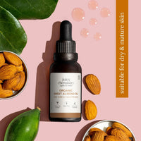 Juicy Chemistry Sweet Almond Oil, 30 ml | 100% Pure, Cold-pressed, Certified Organic & Premium Theraupetic Grade Almond Oil for Skin & Hair | Moisturising Face and Body Oil for Skin and Hair