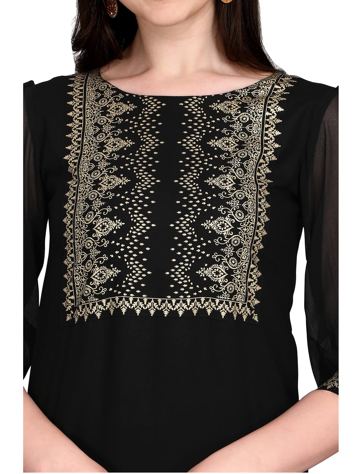 SIRIL Women's  Rayon Foil Printed Straight Kurta