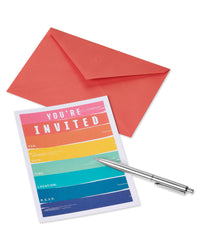 American Greetings All-Occasion Party Invitations with Envelopes, Rainbow Brushstrokes (25-Count)