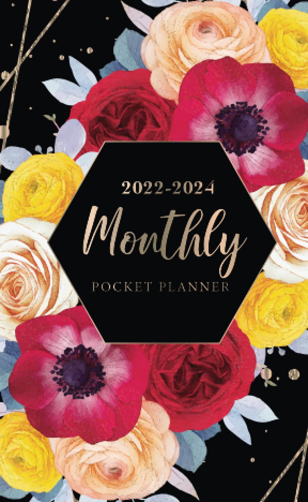 2022-2024 Monthly Pocket Planner: Three Year Pocket Monthly Calendar, 36 Month Planner | Watercolr Red Rose Cover