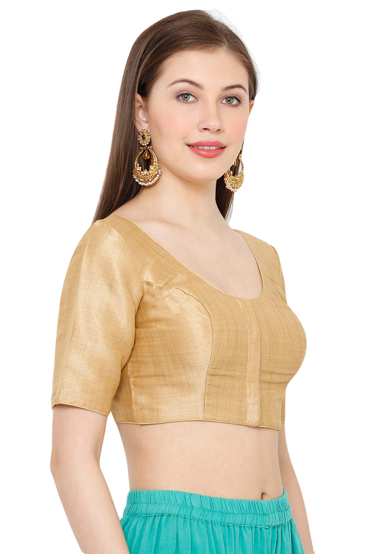 S SALWAR STUDIO Women's  Gold Mulbury Silk Readymade Saree Blouse