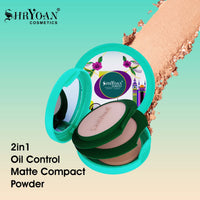Shryoan Oil Control 2 in 1 Compact Powder| Paraben Free, Light Weight, Soft & Velvety Texture Formula, Suitable for All Skin Types (28g) Shade 04