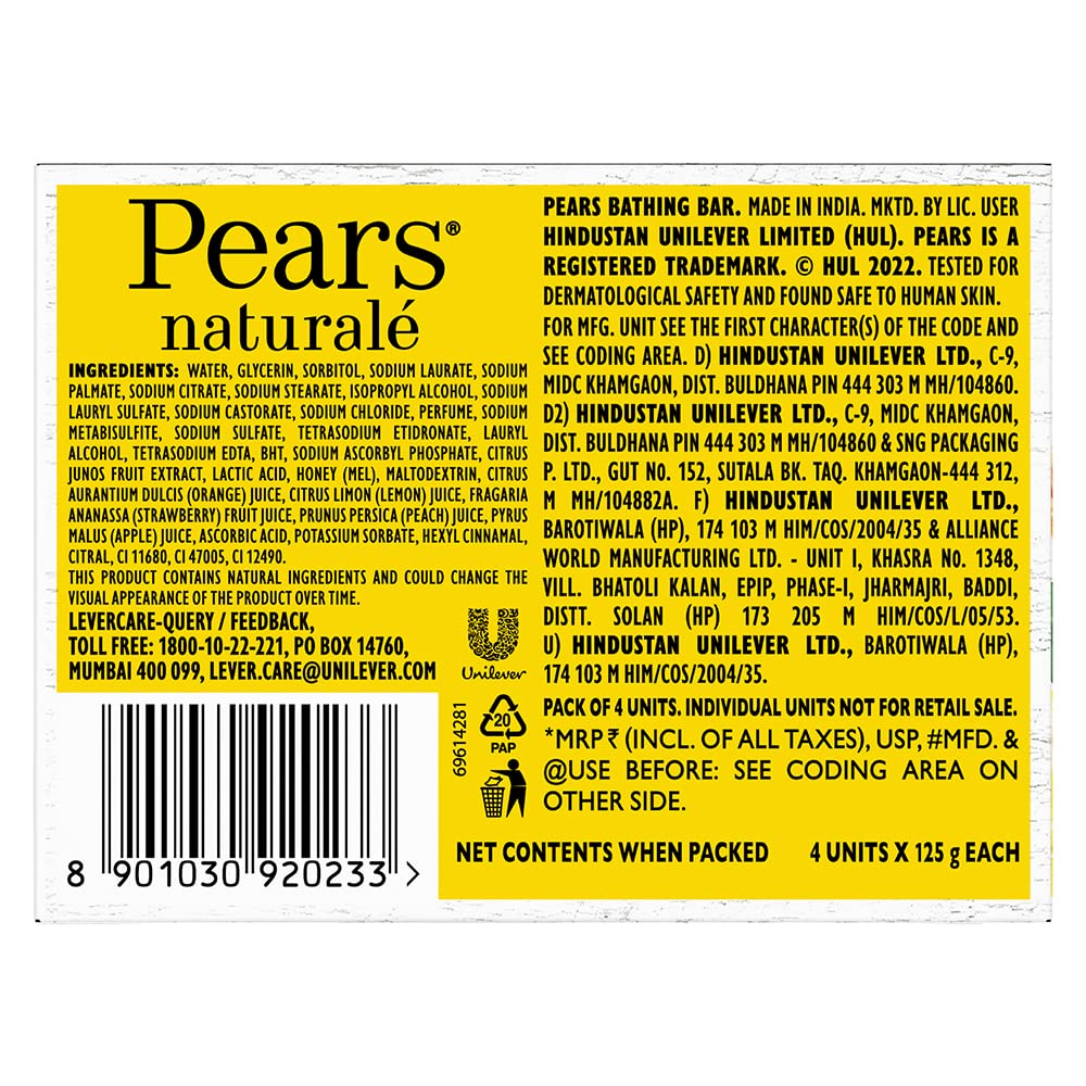 Pears Naturale Vitamin C Soap 4x125gm (Pack of 2)