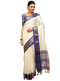 Satrani Women's Poly Silk Woven Saree With Unstitched Blouse Piece