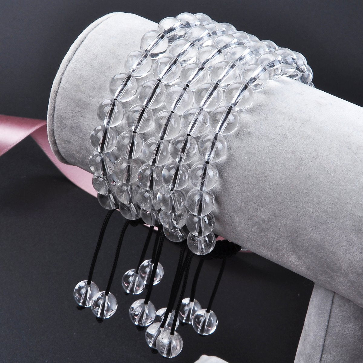 Massive Beads Natural Healing Power Gemstone Crystal Beads Unisex Adjustable Macrame Bracelets 8mm Clear Crystal