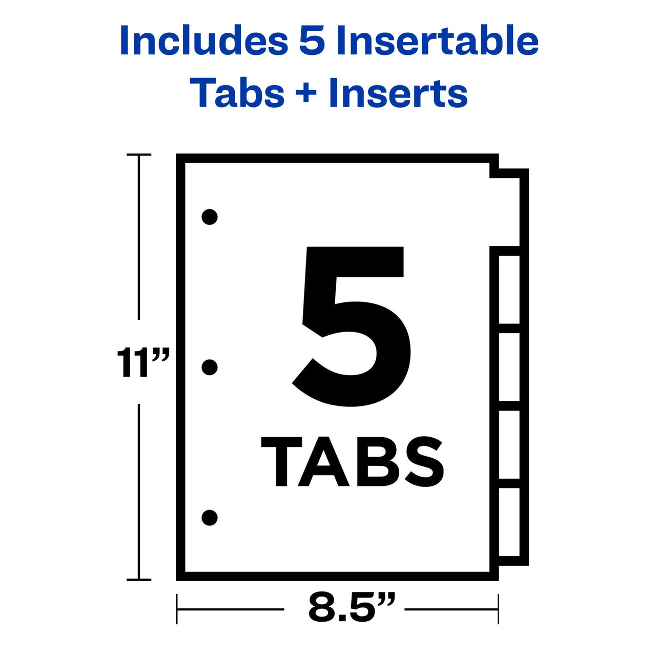 Avery 5-Tab Binder Dividers, Insertable Clear Big Tabs, 1 Set (11122) 1 Pack