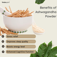 Ashwagandha Powder for Strength, Stress Relief & Mental Clarity – Pure Ayurvedic Herb for Recovery & Anxiety Support | Vedaspire Withania Somnifera | 100g (2 x 50g Packs)”