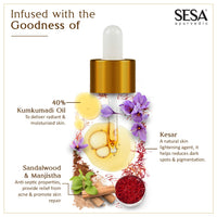 SESA Kumkumadi Face Serum 30ml for Radiant & Glowing Skin Made with 40% Kumkumadi Thailam Face Oil Repairs Dull & Damaged Skin Light Weight & Non Sticky Suitable for all Skin Types